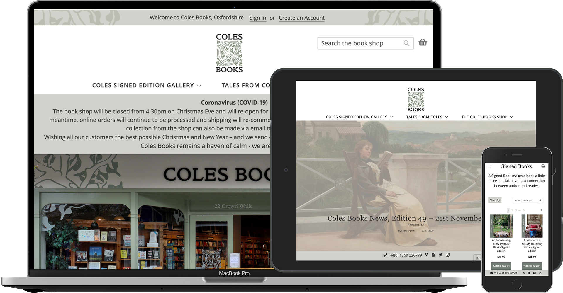 Cole's Books, eCommerce website