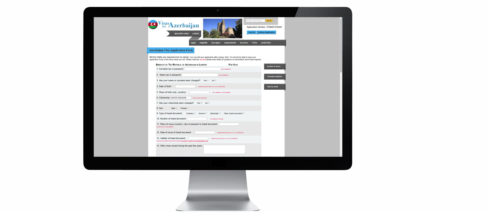 Visas for Azerbaijan custom website design and development