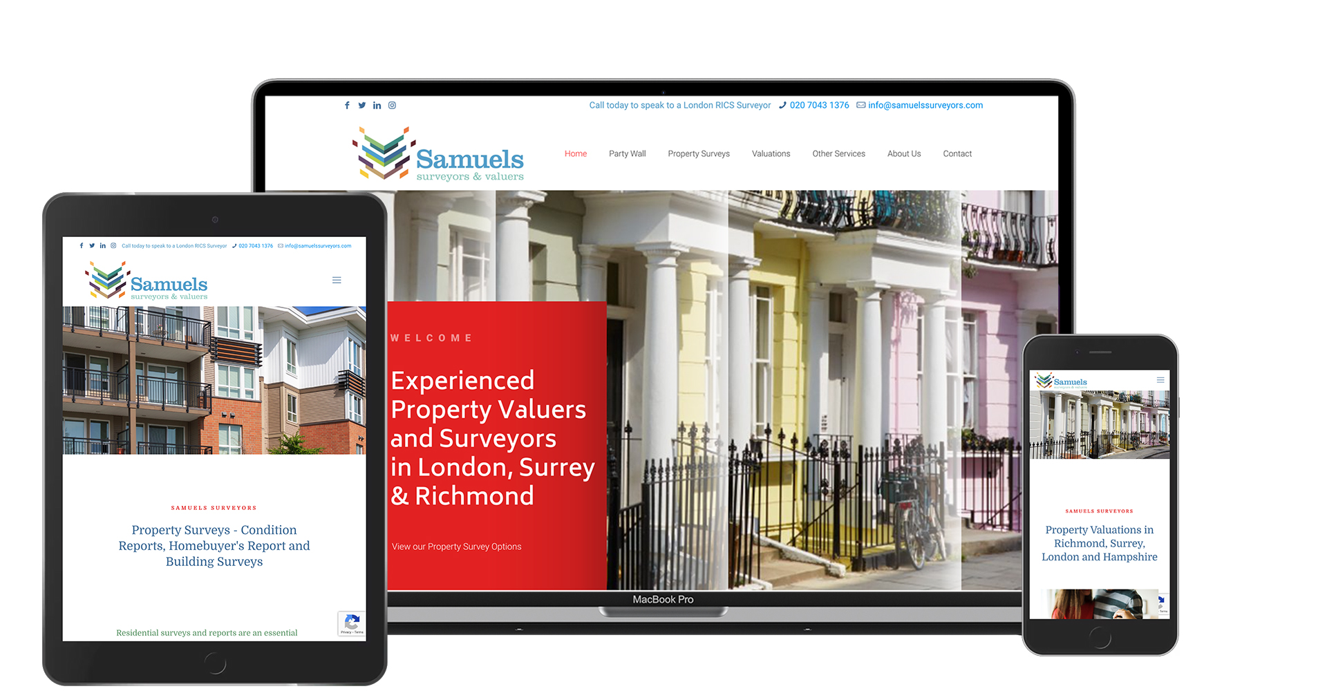 Samuels Surveyors responsive website design & development