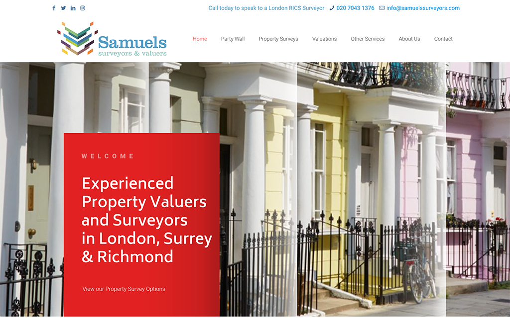 Samuels Surveyors website