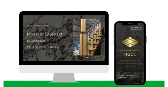 Desktop and mobile view of Marble Granite Cutting company website for blog launch post
